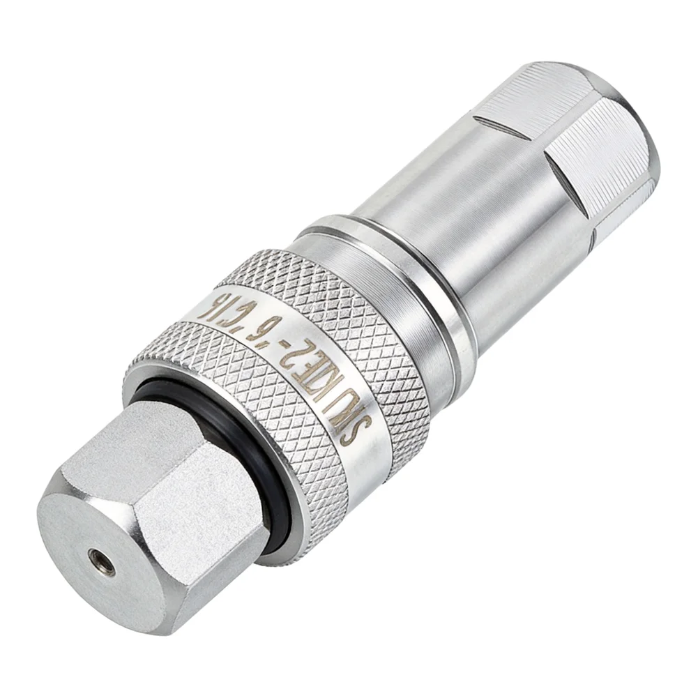 Automatic Closing Hydraulic Connector Hydraulic 14.2mm 0.56in Carbon Steel Fitting Tight Thread Riveting Automatic Valve Closure