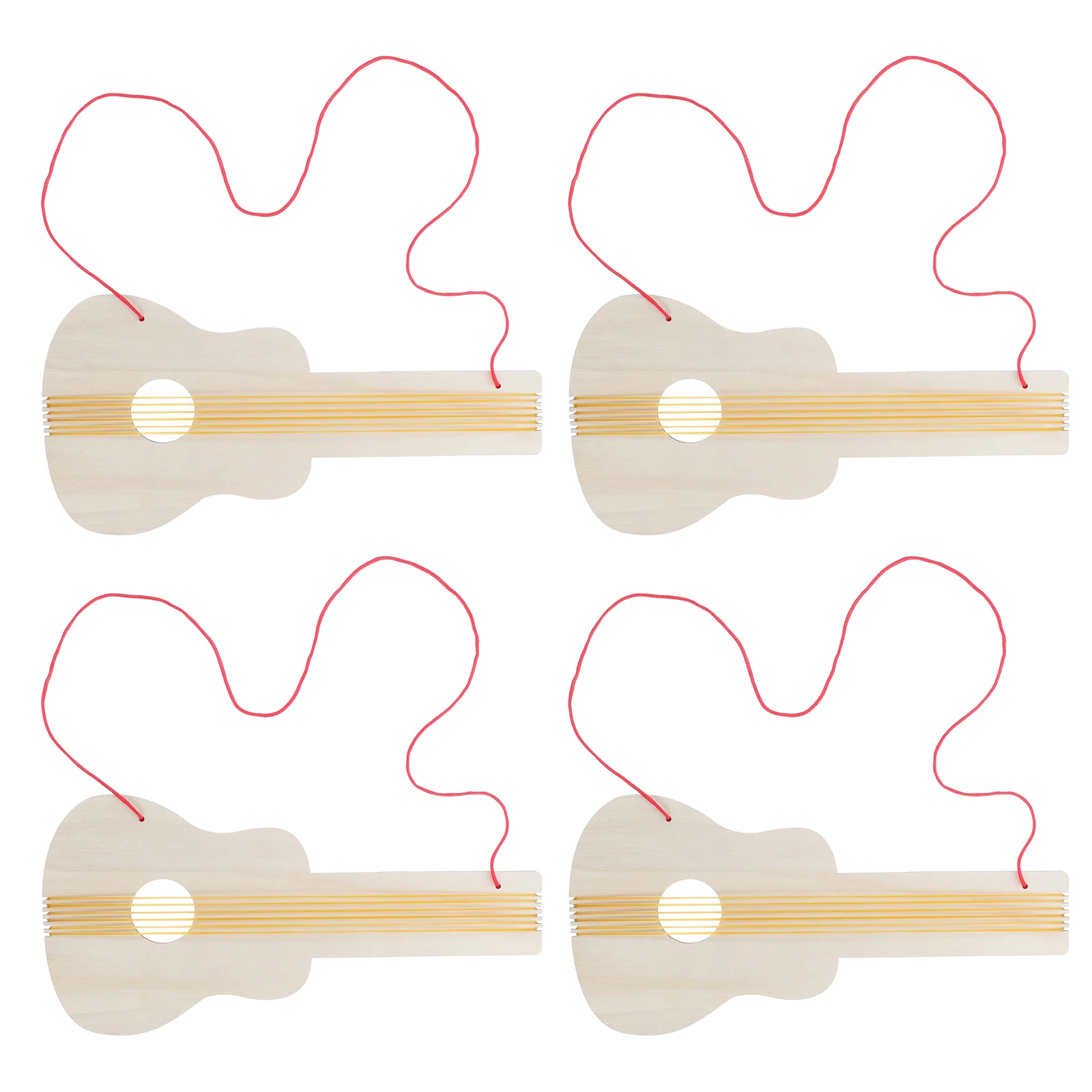 4 Pcs Wooden Guitar for Kindergarten Kids DIY Painting Craft Musical Instrument Toy Set Toddler Guitar Kids Ukulele