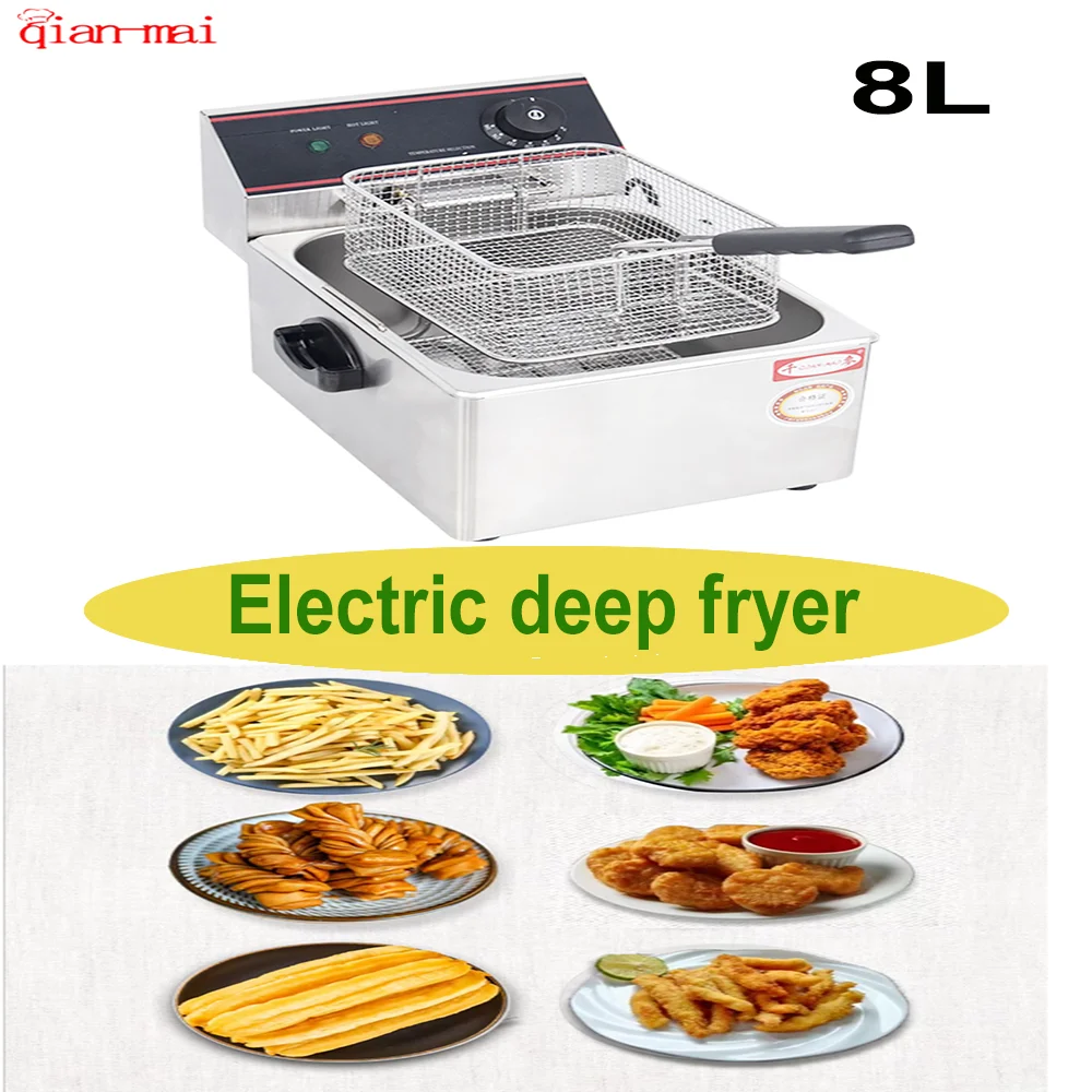 

8L household commercial electric fryer, equipped with temperature control function, used for fried chicken, french fries