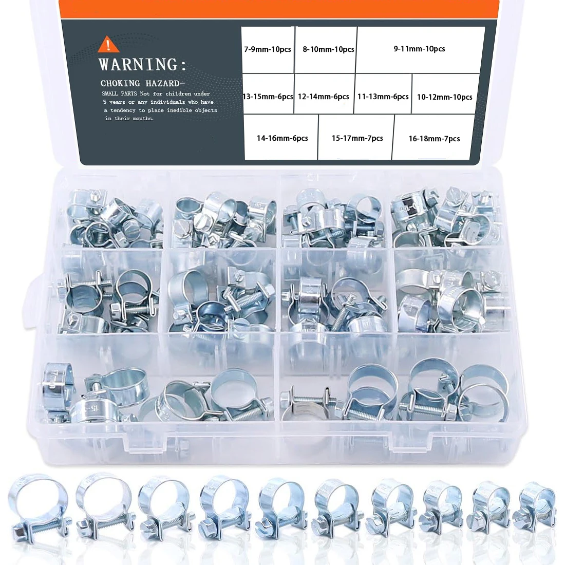 78pcs 7-18mm Hose Clamp Fuel Line Clamp Water Pipe Clip Seal Welding Clip Fuel Gas Pipe Cable Coolant Radiator Anticorrosive