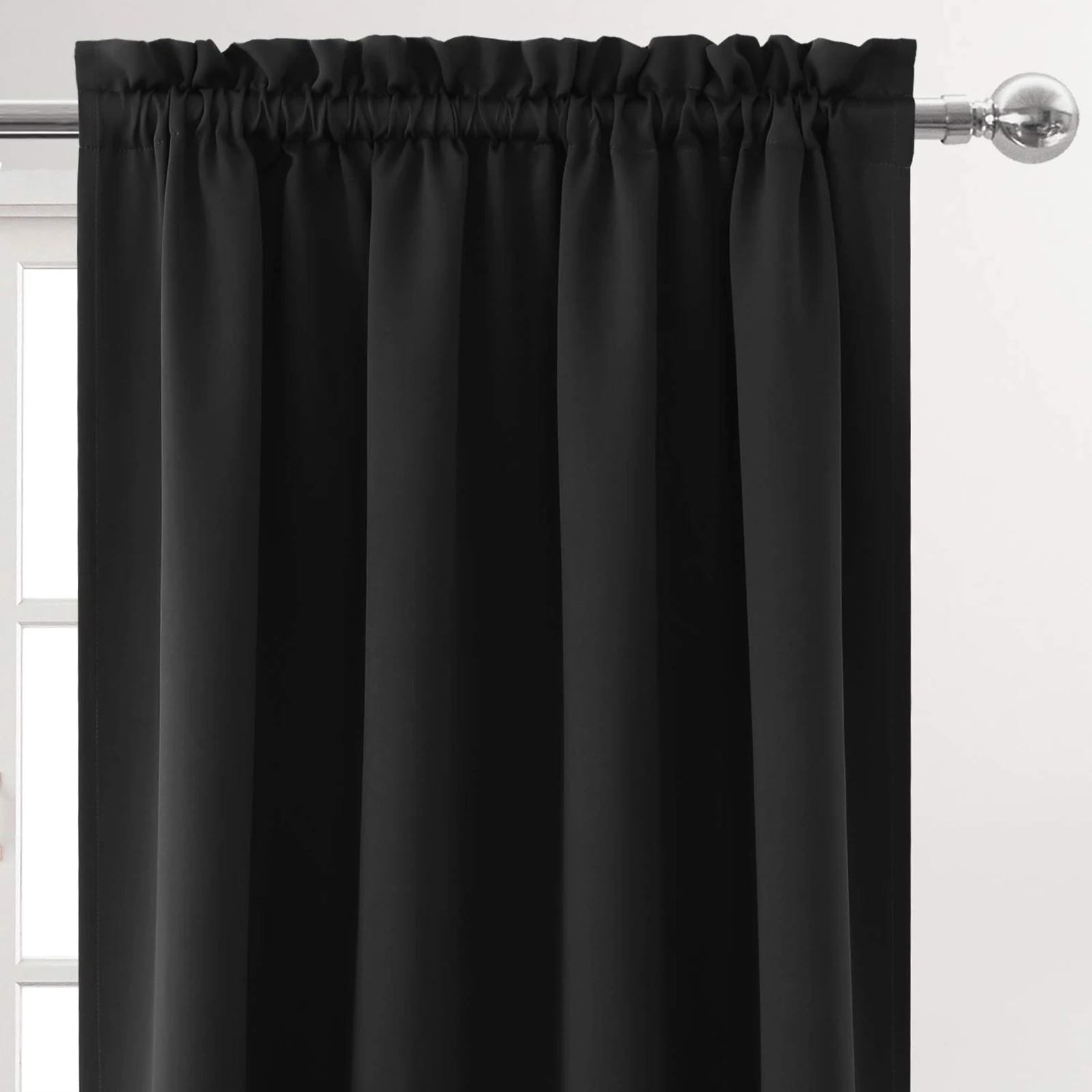 1/2pc Panel Blackout Curtains Black Drapes Light Reducing Thermal Insulated for Living Room Bedroom Office Window Decoration