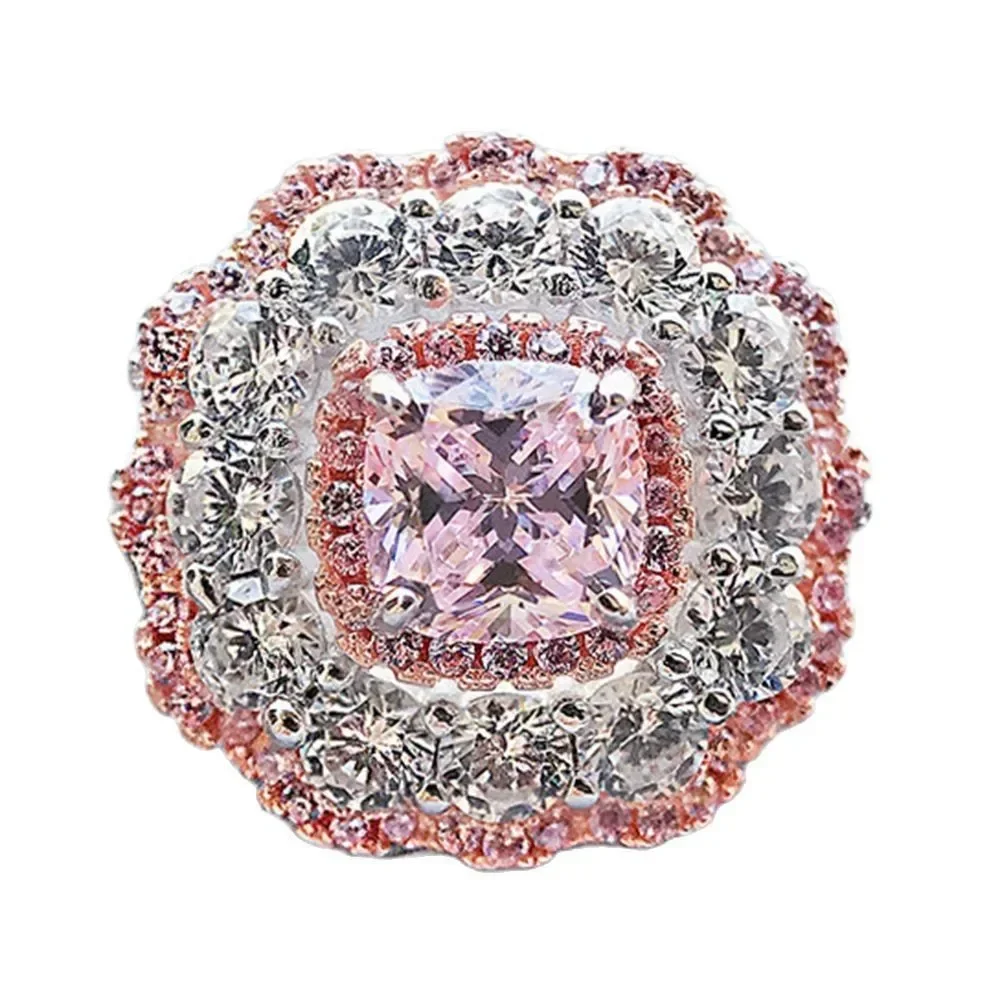 Shop  Luxury 100% 925 Sterling Silver Pink Sapphire Created Moissanite Gemstone Wedding Women Rings Fine Jewelry Wholesale