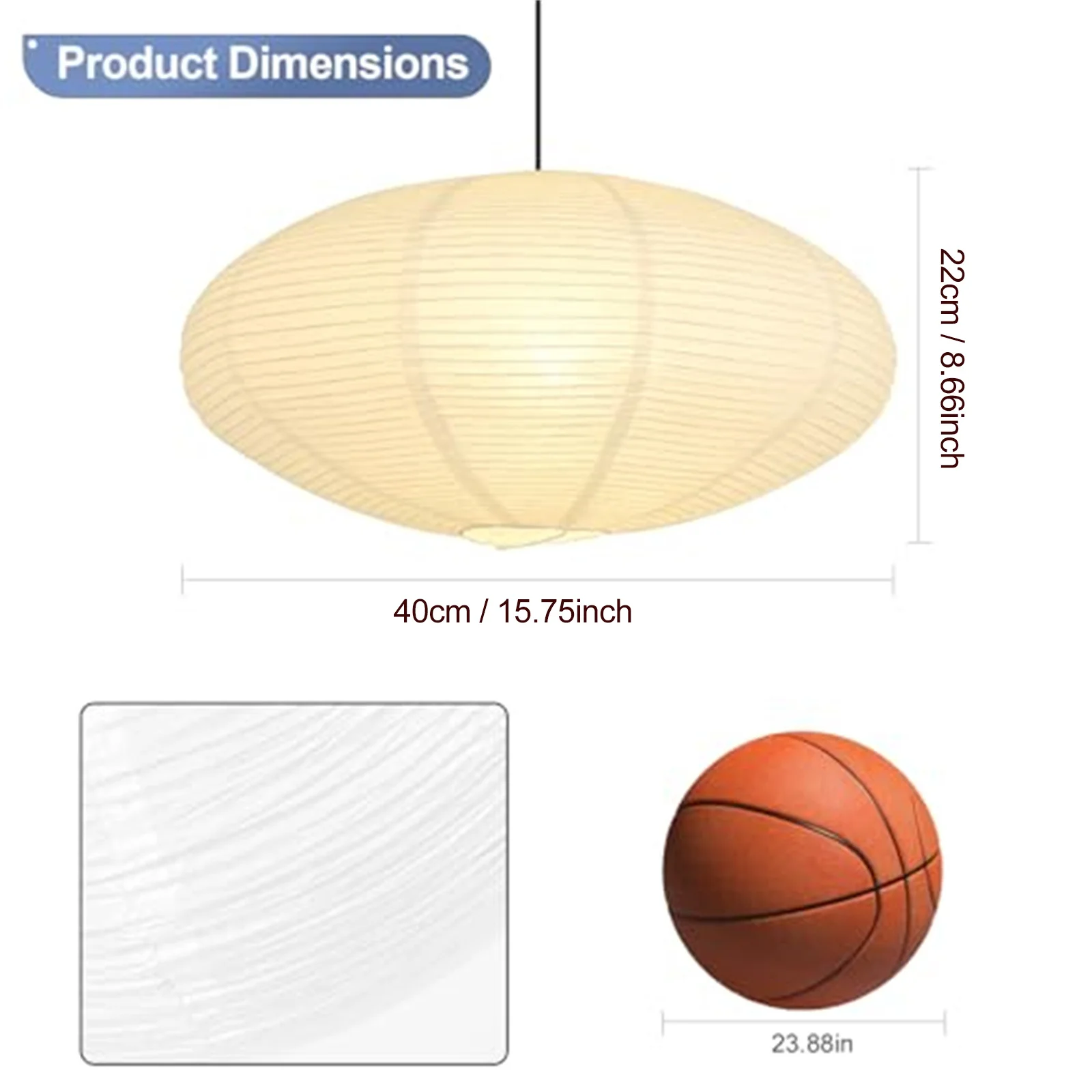 2pcs White Oval Paper Lantern Lampshade Chinese Foldable Ceiling Light Lampshade Hanging Home Decor for Living Room Bedroom​