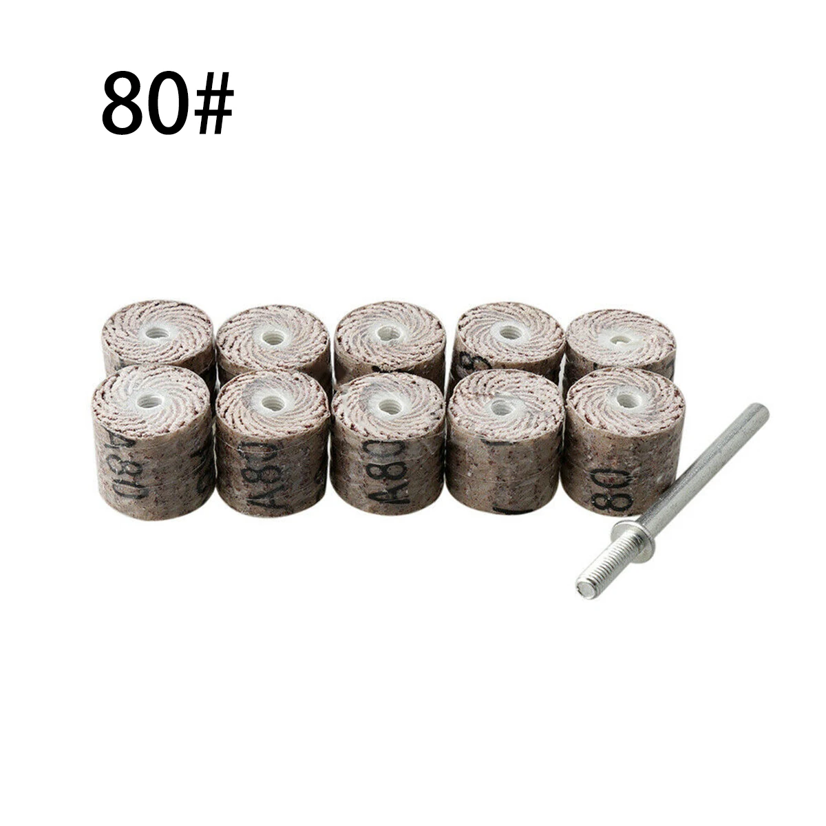 For Rotary Tool 12mm Flap Wheel Sandpaper Set 10Pcs with Grit #80 to #600 for High Production Efficiency Grinding