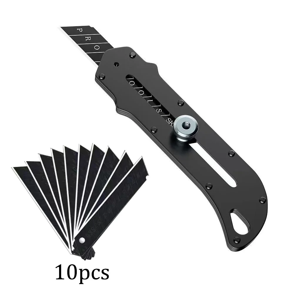 1pcs Metal Utility Knife 10pcs 18mm Blades Pocket Knife Cutting Paper Demolition Express Knife Multifunctional Art Knife HY-180