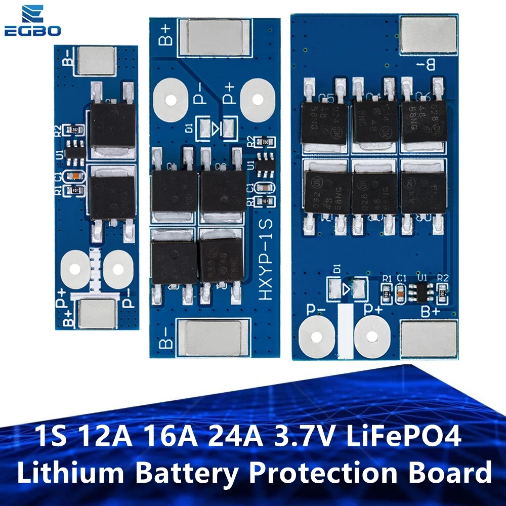 BMS 1S 12A 16A 24A 3.7V LiFePO4 Lithium Battery Protection Board 18650 4.2V Charging Voltage/Short Circuit/Overcharge Preventio