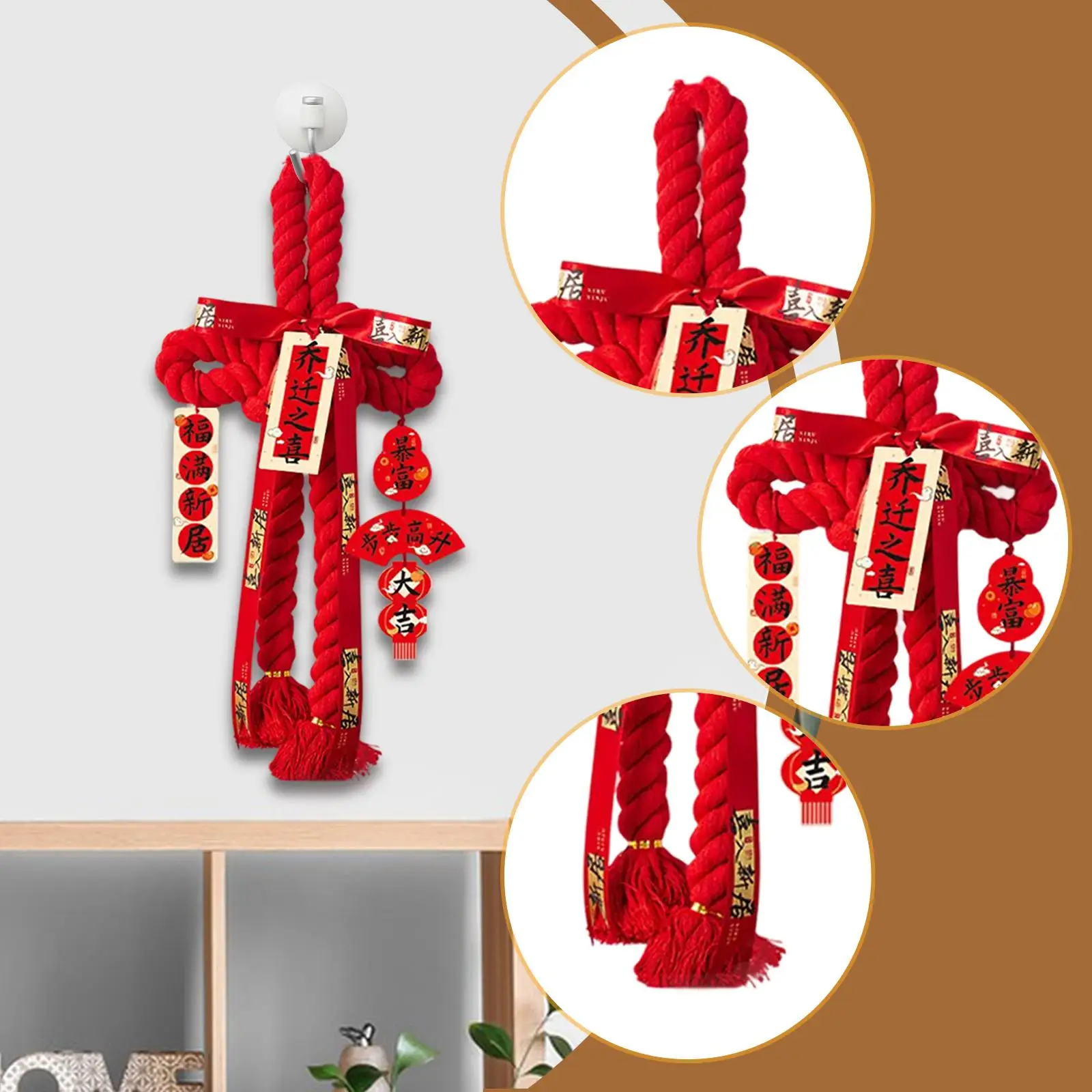 Chinese Knot Pendant Decorative Hanging Ornament, Lunar New Year Decorations, Spring Festival Decor for Holiday Ceiling Window view 5