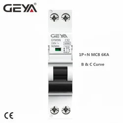 GEYA GYM9N 1P + N MCB 6A 10A 16A 20A 25A 32A 40A 220V curva B curva C AC interruttori miniaturizzati 6KA DPNA