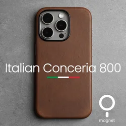 Italian Retro Genuine Leather Case for iPhone 15 14 Pro Max Personality Cowhide Phone Cover