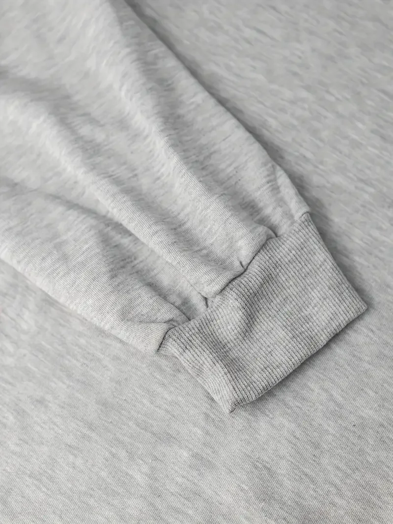 Grey Monster Print Fleece Lined Hoodie Casual For Autumn Long Sleeve Crew Neck Sweatshirts Women clothing Relaxed Drop Shoulder