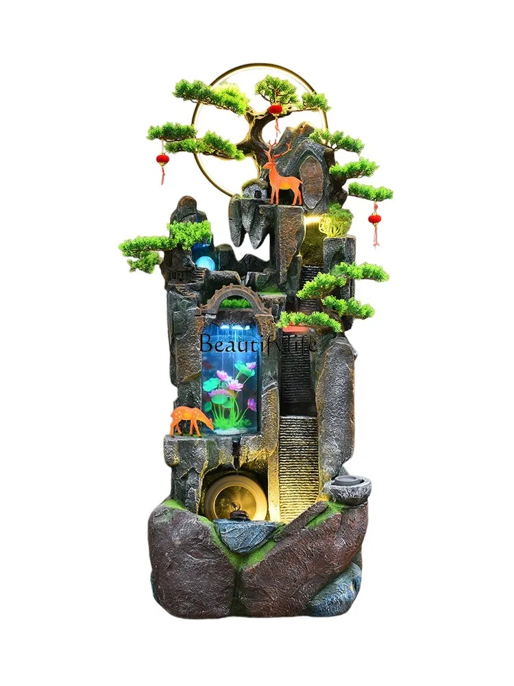 

New Chinese Style Feng Shui Wheel Circulating Water Floor-standing Home Living Room Ornament Wealth-attracting