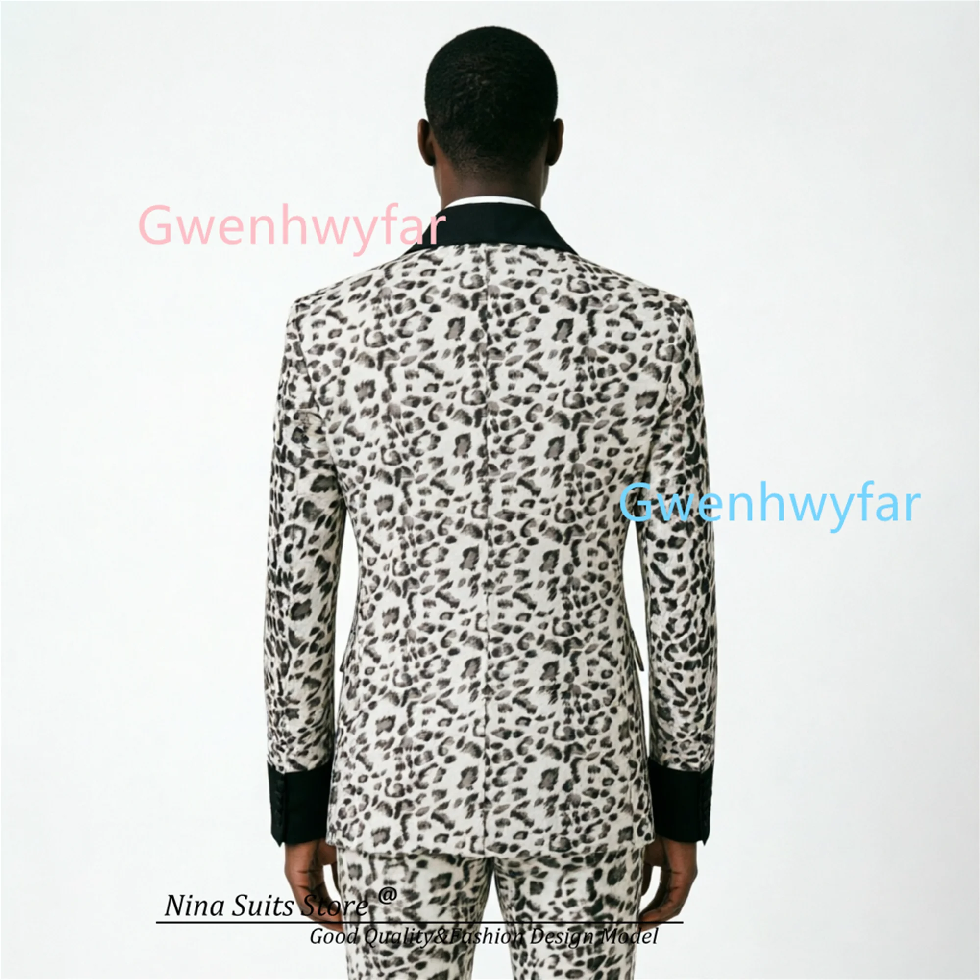 G&N Leopard Print Men Suits Double Breasted 2026 New Fashion Men's Party Tuxedos including Coat and Pants Singer DJ Show Costume