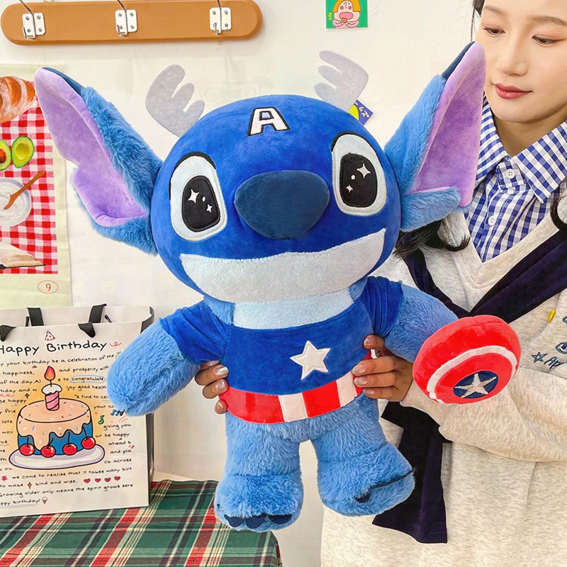 

Милая плюшевая игрушка Marvel Stitch, аниме-персонаж, мягкая игрушка для детей, подарок на день рождения, милый мультяшный персонаж Лило и Стич