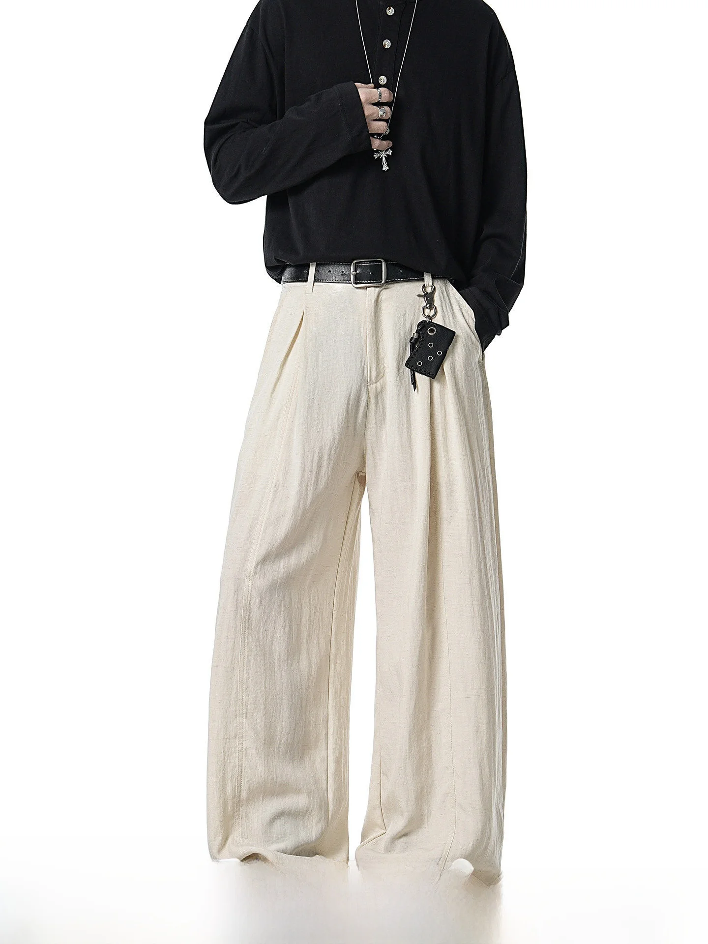 Men's Summer Thin Breathable Casual Straight Leg Pants Linen Silk Straight Leg Trousers Dream Made Old Money Style Loose Fit