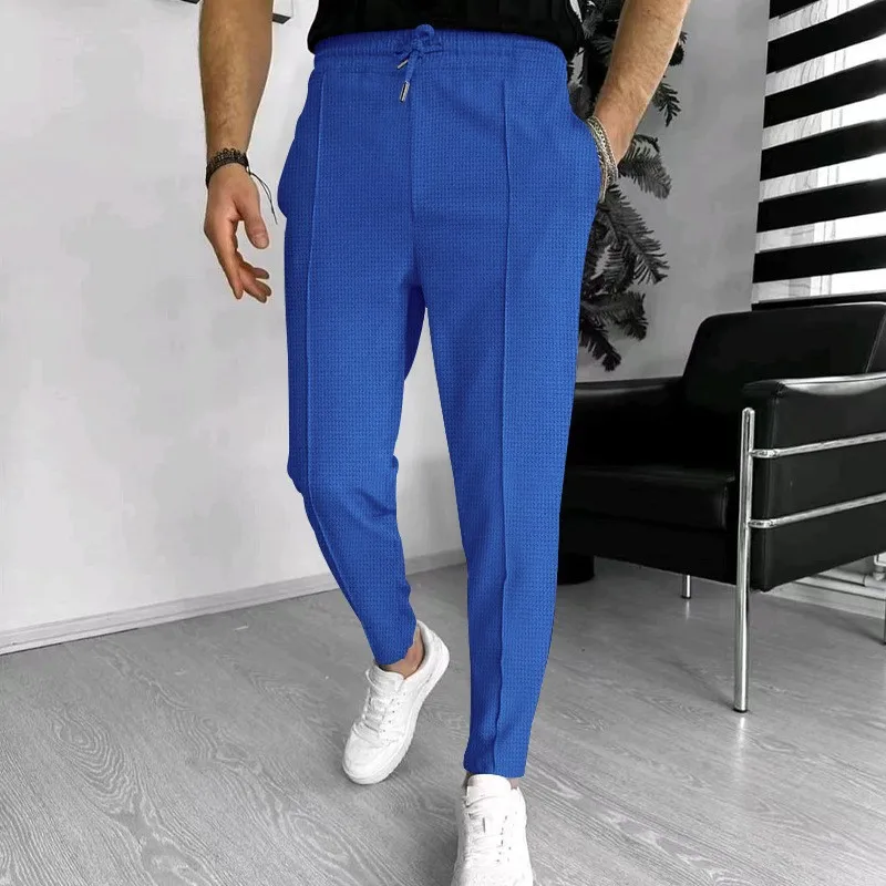 Men's Waffle European and American Independent Station Foreign Trade Drawstring Sports Men's Casual