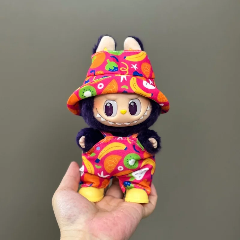 17 سنتيمتر ل Labubu موضة أفخم قلادة طبعة محدودة الملونة إكسسوارات دمي مهرجان الهدايا دمية موضة ملابس دمى