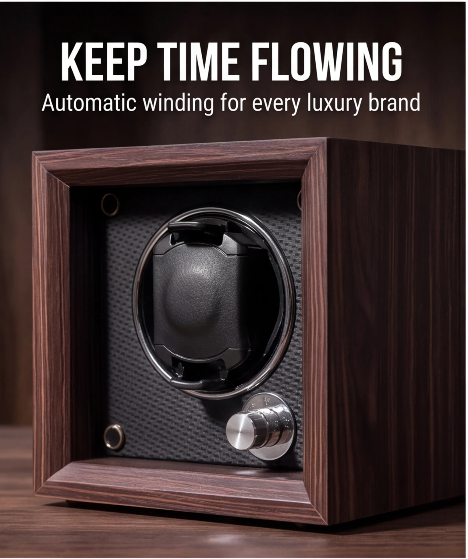 Premium Wood Watch Winder Carbon Fiber Texture Anti-Magnetic Watch Winding Box for Luxury Mechanical Watches