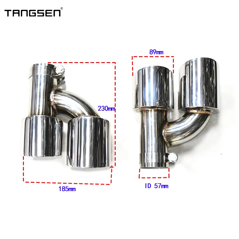 1 Pair H Shaped Dual Exhaust Tip Car Universal Exhaust Pipe Stainless Steel Muffler Tips 60mm Inlet Nozzle Exhaust System