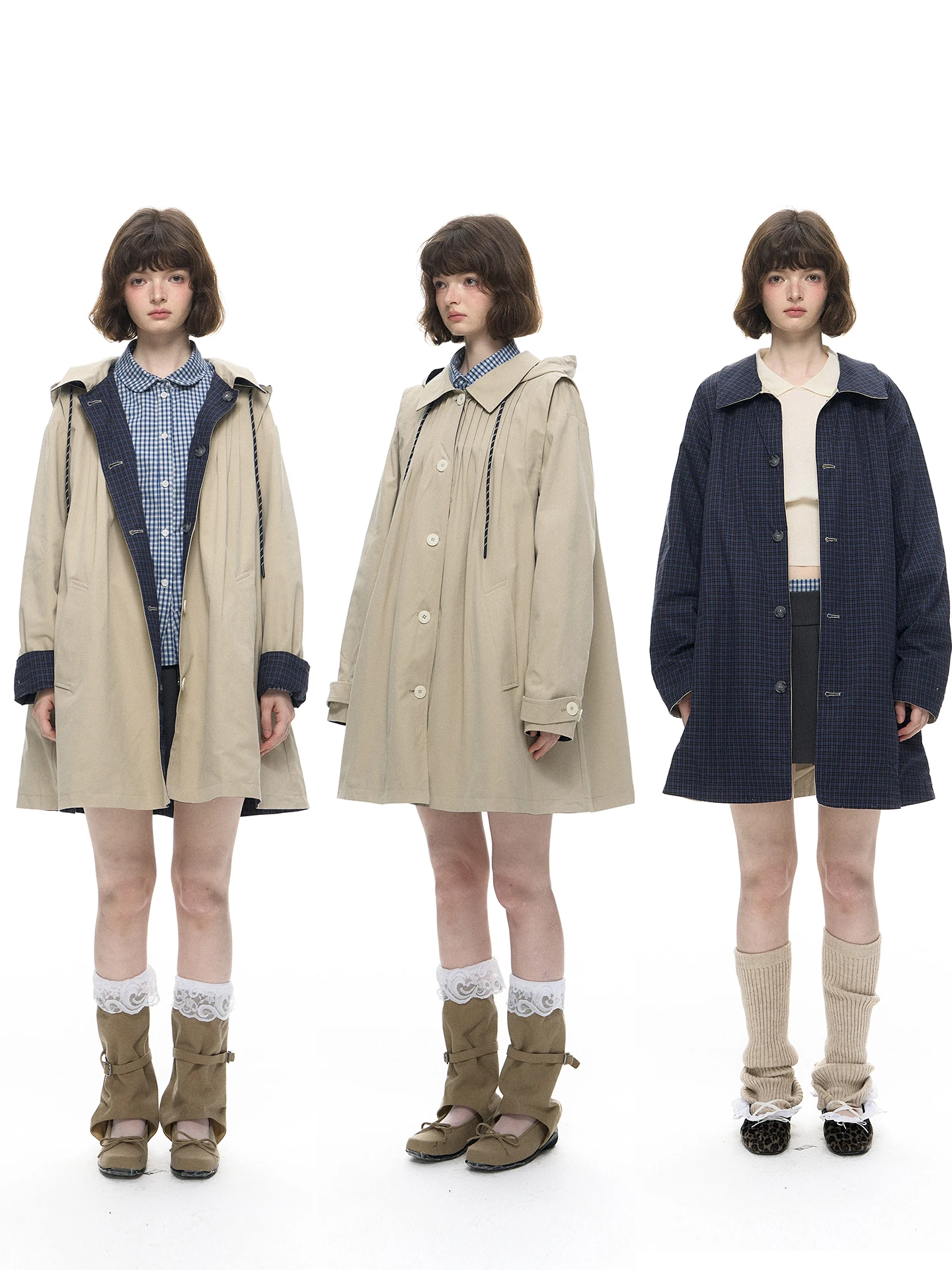 

Romance Nanci Double-Sided Wearable Coat Sle Women's Autumn Winter Medium-Length Coat with Detachable Cap Cotton Lyocell Blend