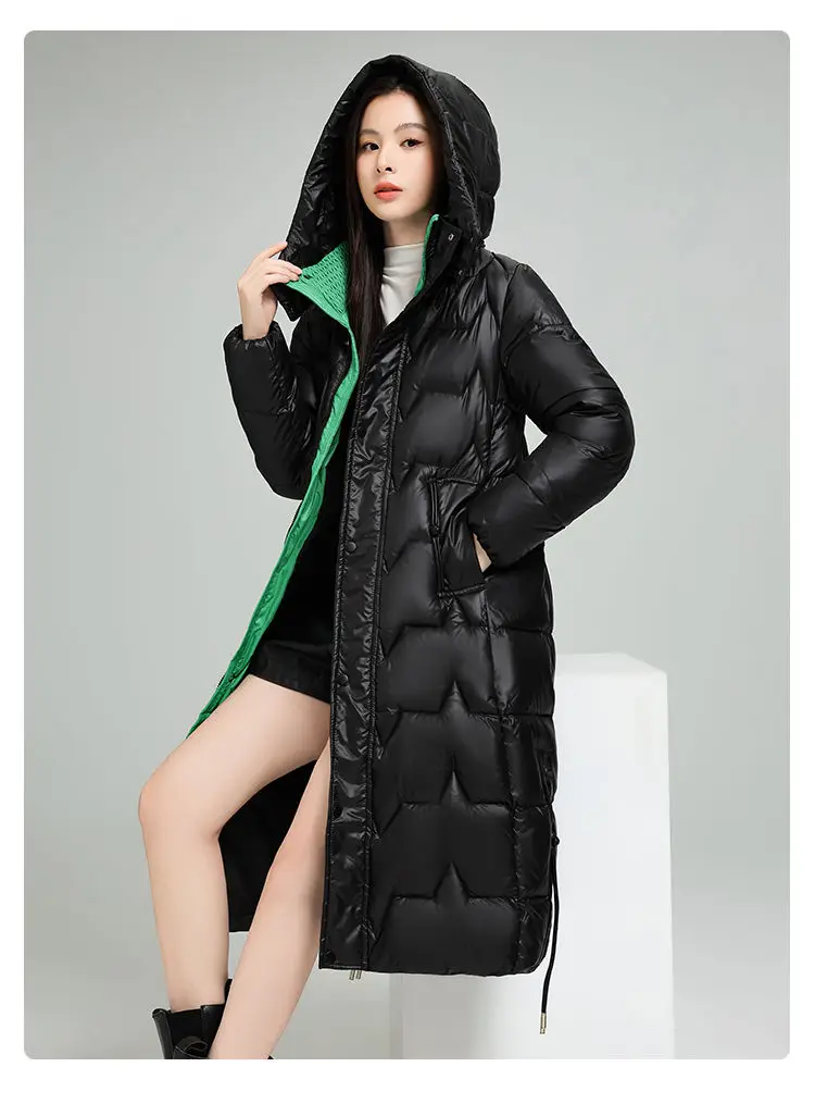 Female Long Down cotton Jacket 2026 Autumn Winter New Fashion Thicken Hooded Coat Women's Windproof Puffer Long Parka Overcoat