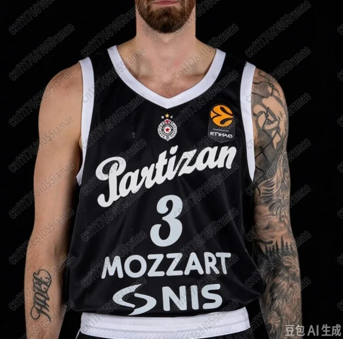 202627 Partizan Belgrad Basketball Heimtrikot Fan Edition Trikot-Set Herren Schnelltrocknende Sportweste Set Familien-Matching – Detail 8