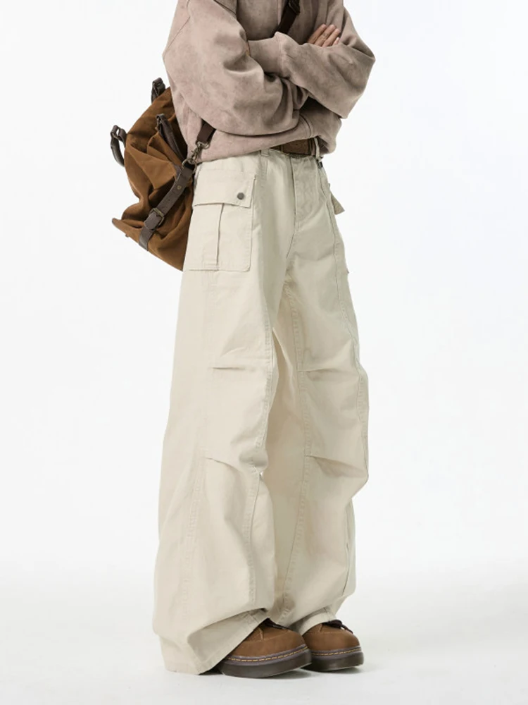 

Мужские джинсы осень-зима 2024: Новинка, сложенный дизайн, микро-клеш, американские прямые рабочие брюки, широкие джинсы