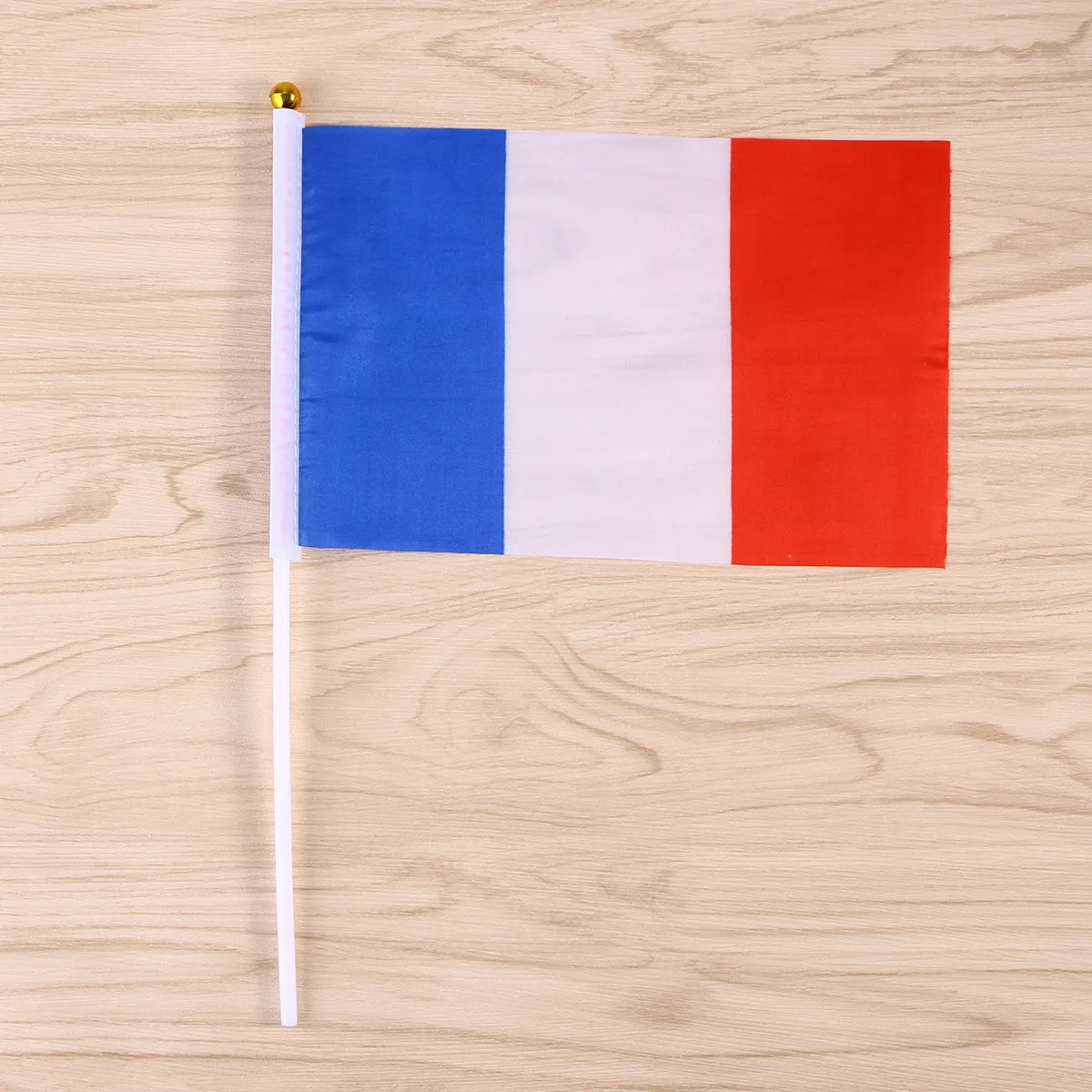 10Pcs Hand Waving Flags France Mini Plastic Flag 14x21cm Gold Top White Stick Portable Fan Accessory International Game Cheer - view 5