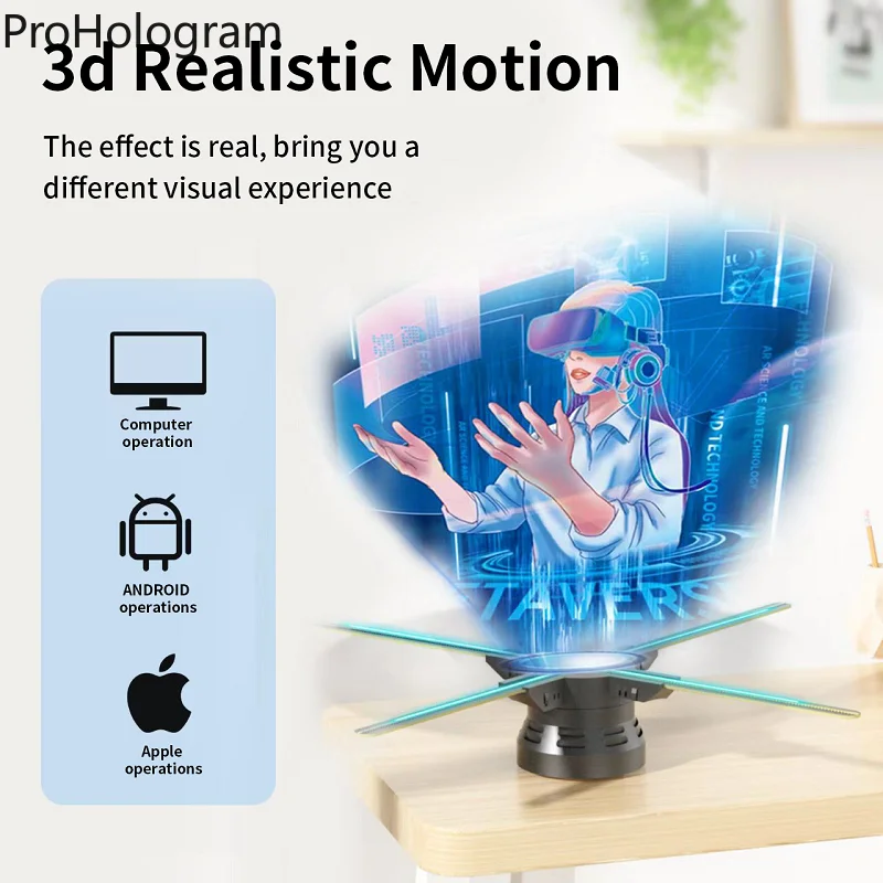 60cm 3D Hologram Projector Fan Wifi Display Business Advertising Logo Light Holographic Lamp Projectors Support Image Video Shop