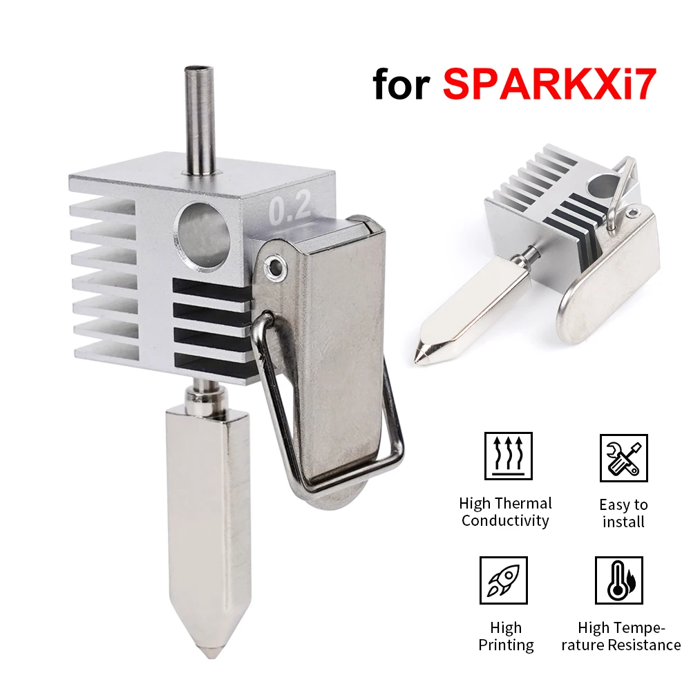 

All Metal Integrated Extruder Hot End 300℃ High Temperature Resistance for SPARKX i7 Combo 3D Printer Part Hardened Steel Nozzle