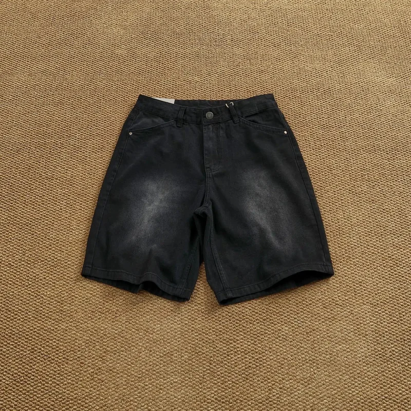 

Men's Black Denim Shorts 2026, Vintage Style Loose Jeans, Summer Streetwear Y2K Shorts