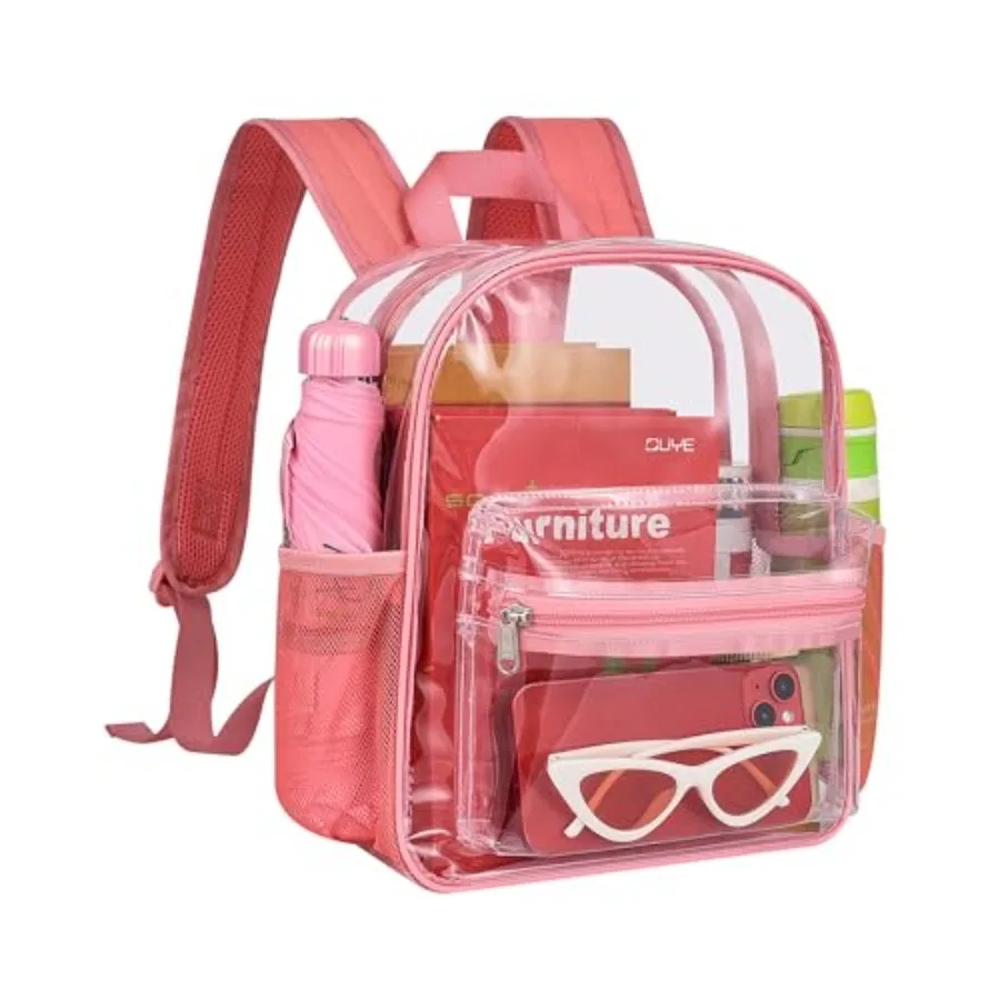 

Clear Backpack for Stadium Events, 12x11x5 Inches Small Clear Backpack for Concert Festival Sports Outdoor - Pink