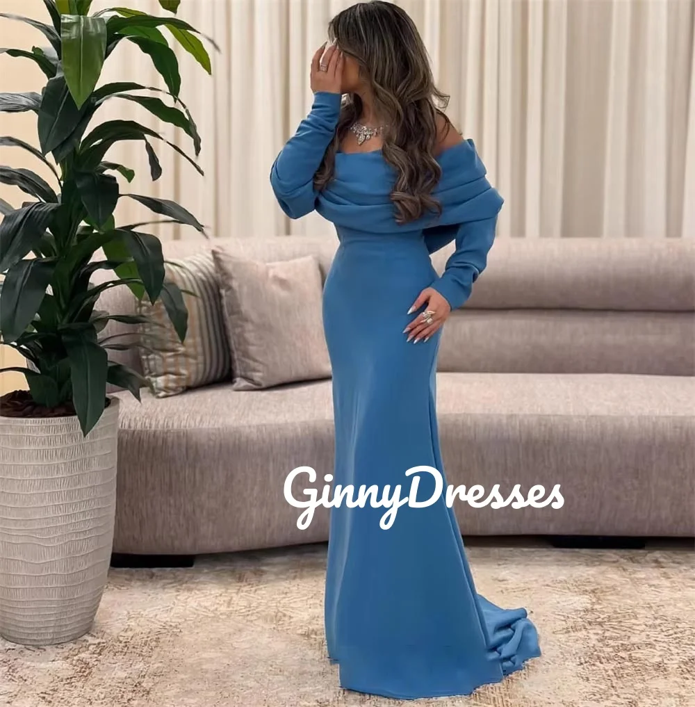 Ball-Gown Customize Mermaid Off-The-Shoulder Long Sleeves Floor-Length Elegant Party Dresses For Women Ruffle Cocktail Dresses