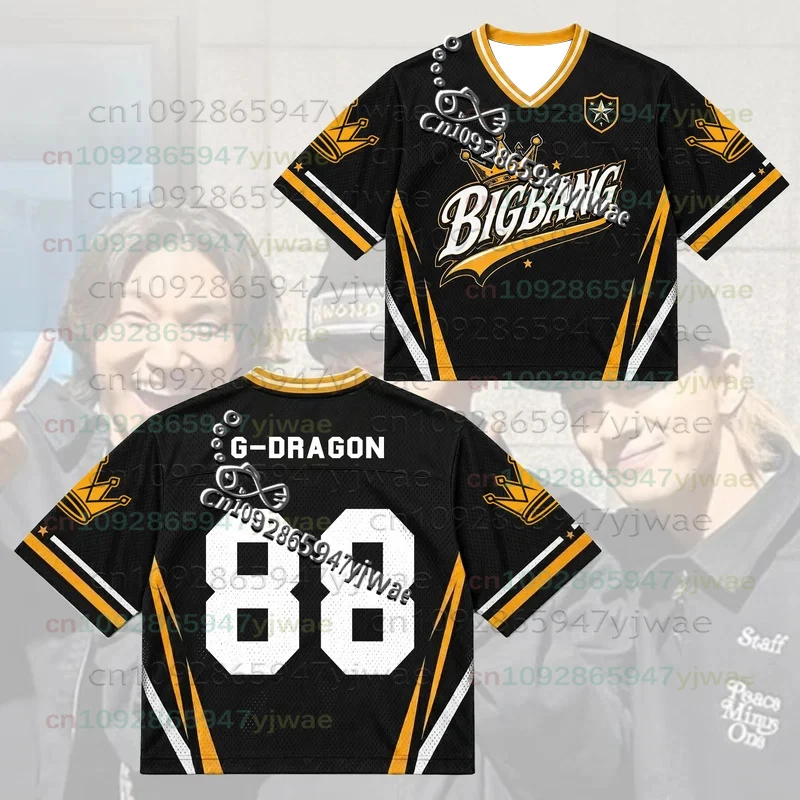 2026 New Men's Women's Short Sleeves T-shirt BIGBANG Crown Yellow Mixed Mesh Jersey Cosmos Tour Gift For Fans Y2K Street Tee Top