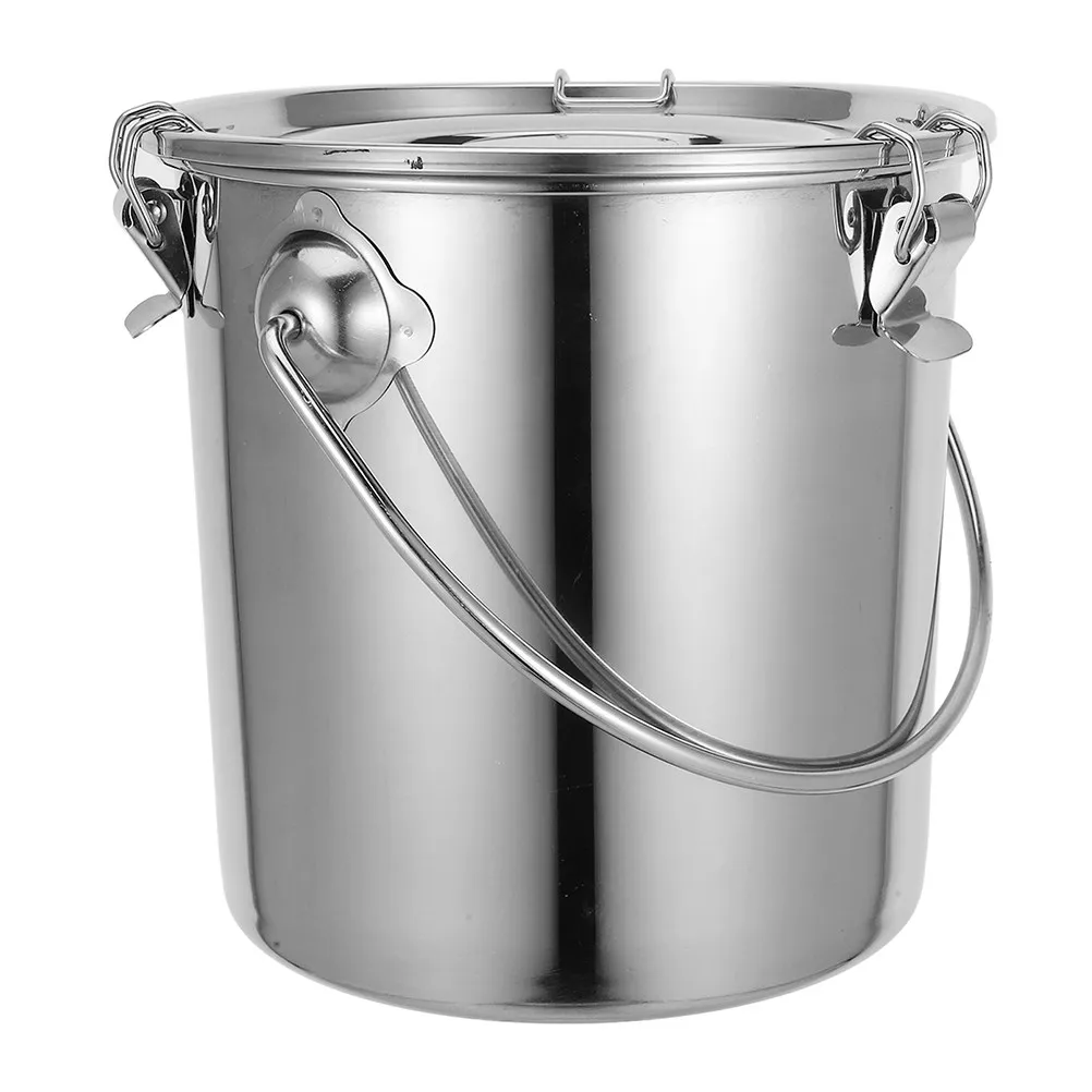 

Thick Gauge Stainless Steel Sealed Bucket Large Capacity Portable Water Oil Rice Milk Storage Container Airtight Food Storage