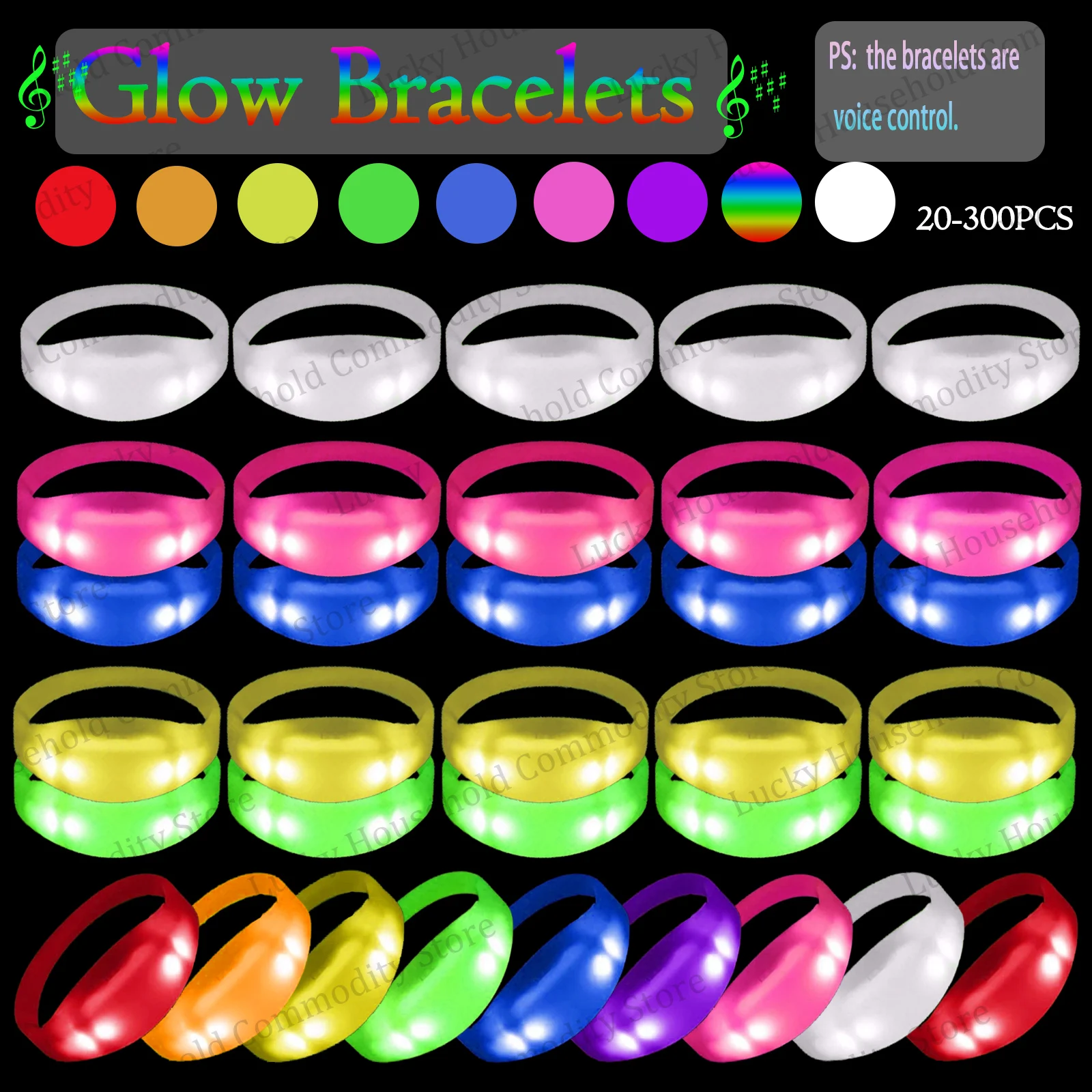 Music & Sound Activated Glow Bracelets Led bracelets Neon Colorful Wristband Wedding Party Accessories for Concert Camping