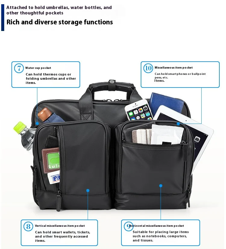 Large Capacitor Bag with Password 3WAY Handheld Double Shoulder Bapa Waterproof Business Nylon Notebook Bag