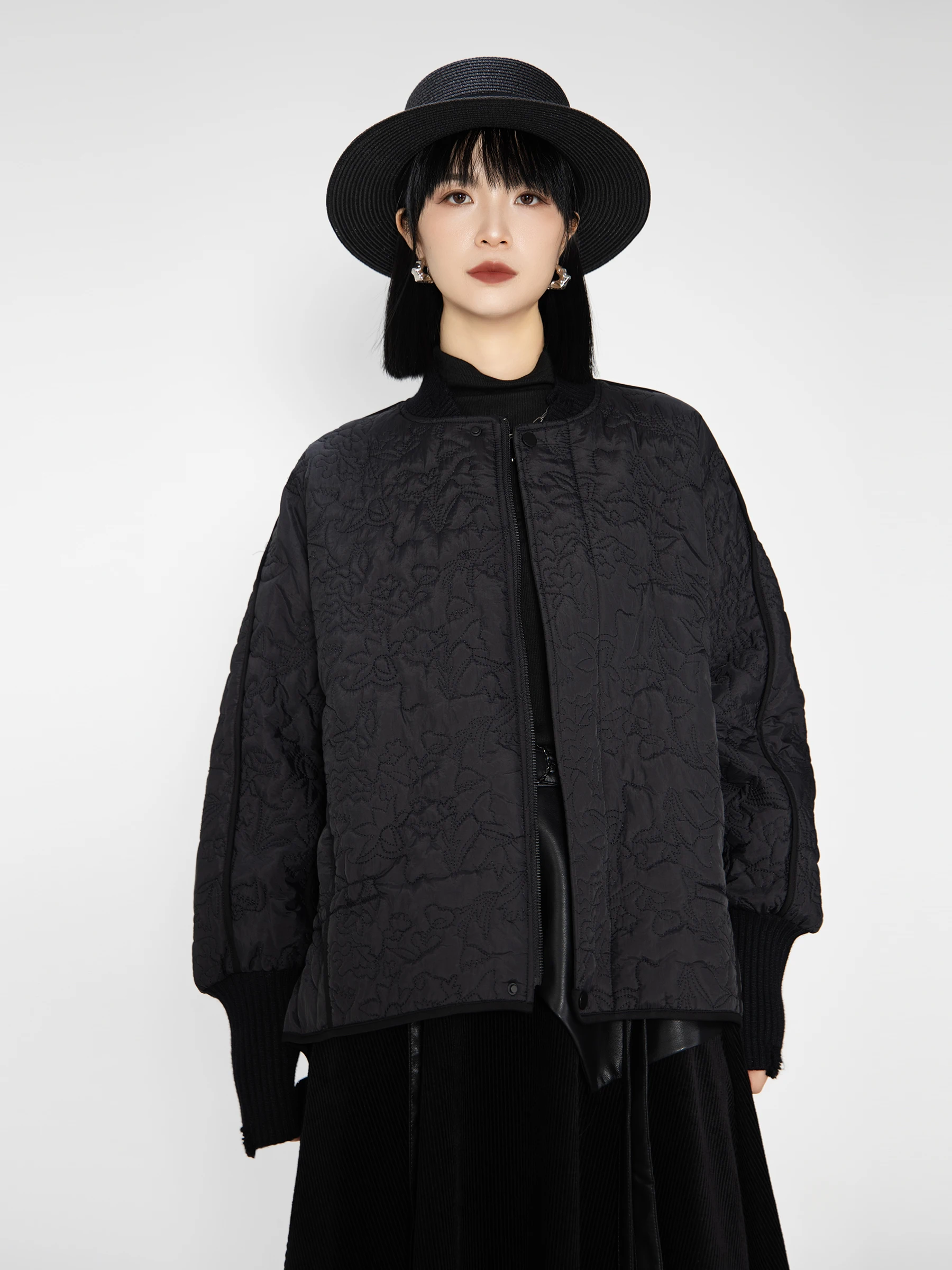 

Bookru Design Korean Sle Loose Fit Cotton Jaet Women's ort round Ne Jaet Versatile Slimming Outerwear