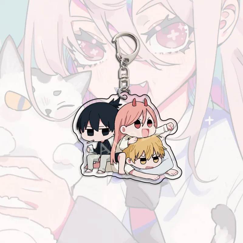 New Anime Figure Denji Pochita Hayakawa Aki Key Ring Transparent Acrylic Key Chain Trendy Model Plate Anime Peripheral Pendant