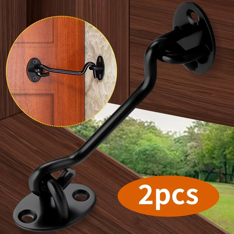 

2 крючка, черные оконные крючки, ветрозащитные, крючки для дверей и окон, аксессуары для окон