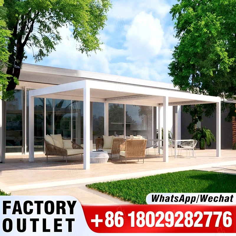 Electric Gazebo Outdoor Metal Arches Aluminium Louvered Pergolas Waterproof Garden Shed