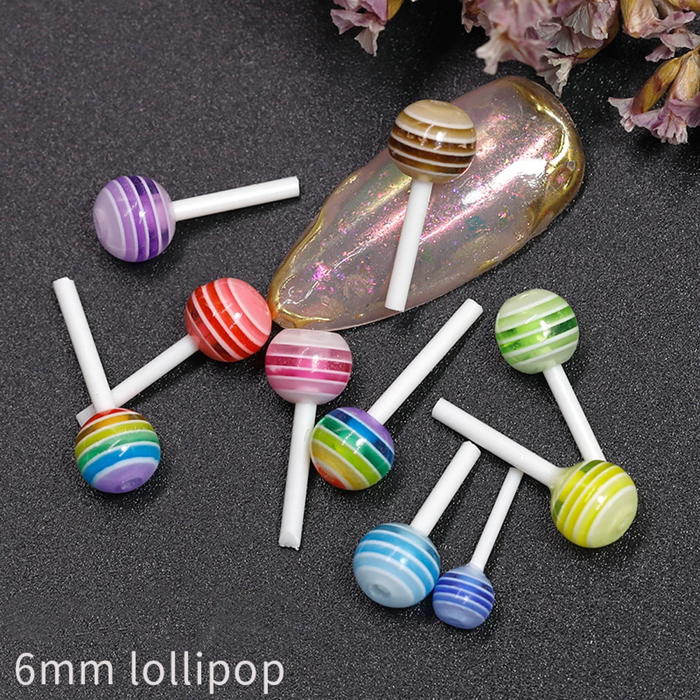20 pçs lollipop forma encantos do prego para unhas acrílicas gelo doce transparente doces design decoração jóias 3d cristal unhas gemas