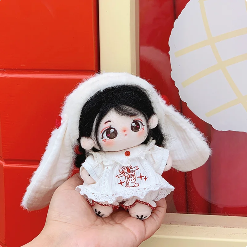 ชุดนอนกระต่ายหูยาวขนฟูน่ารัก ขนาด 10 ซม. 20 ซม. ทำจากผ้าฝ้าย สำหรับตุ๊กตา ชุดเดรส ของเล่นแต่งตัว สำหรับตกแต่งเสื้อผ้าตุ๊กตา