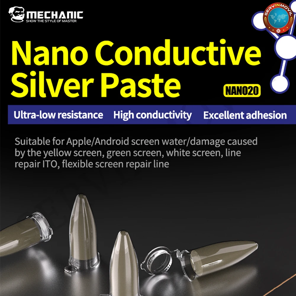 Pasta de plata nano conductora mecánica NANO20 para iPhone, reparación de teléfonos Android, reparación de circuito de pantalla Flexible, ITO Silver