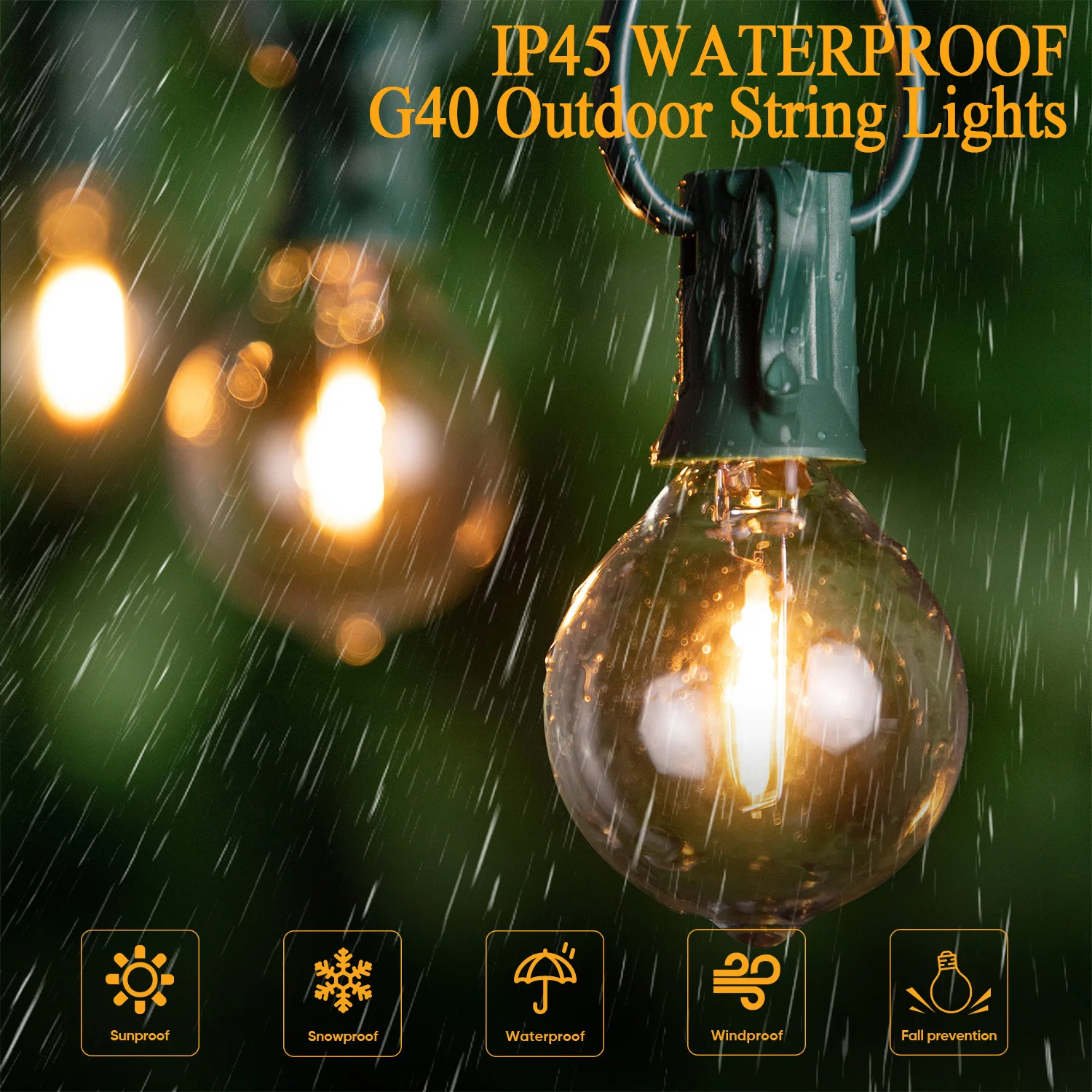 Imagem -05 - Impermeável ao ar Livre String Light Jardim Garland String Lights Fada Conectável Led Chain Lighting Decoração de Natal Lâmpada de Vidro G40