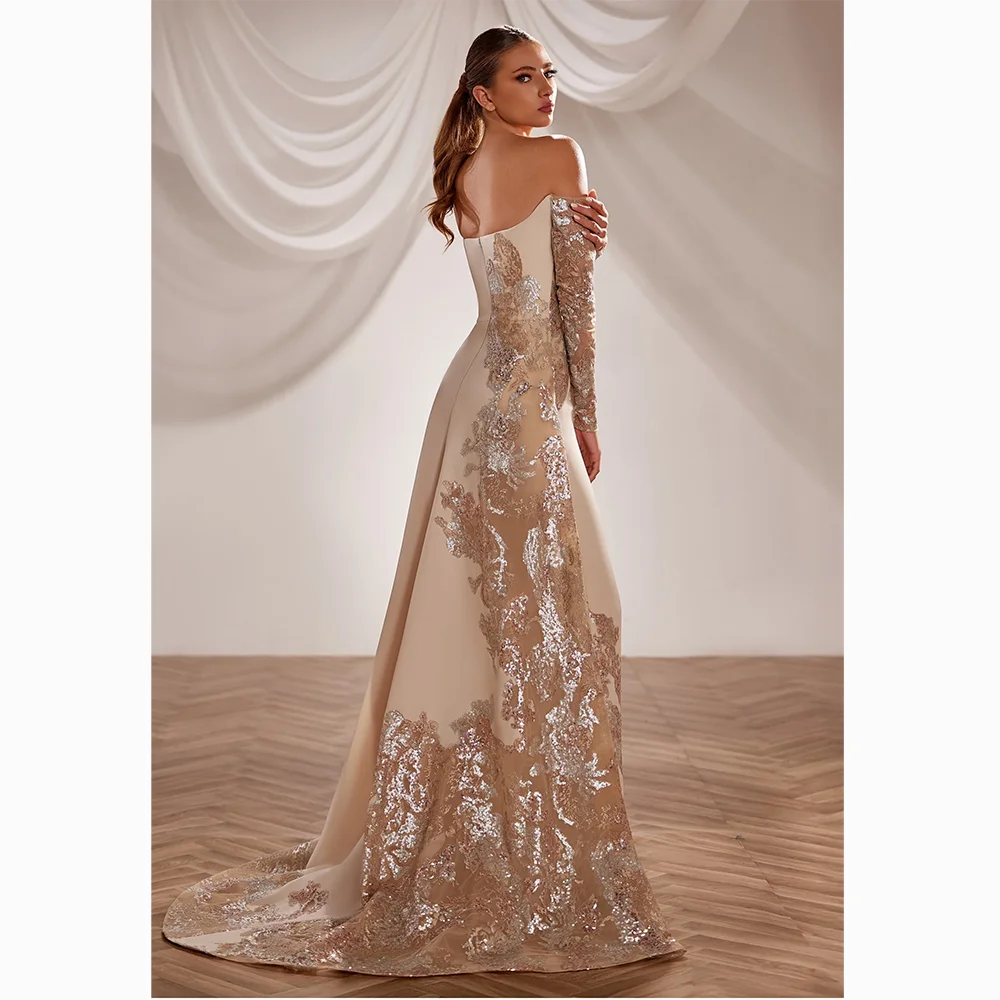 Robes de soirée élégantes, épaules dénudées, manches longues, style sirène, longueur au sol, robes de bal, personnalisées, 2025