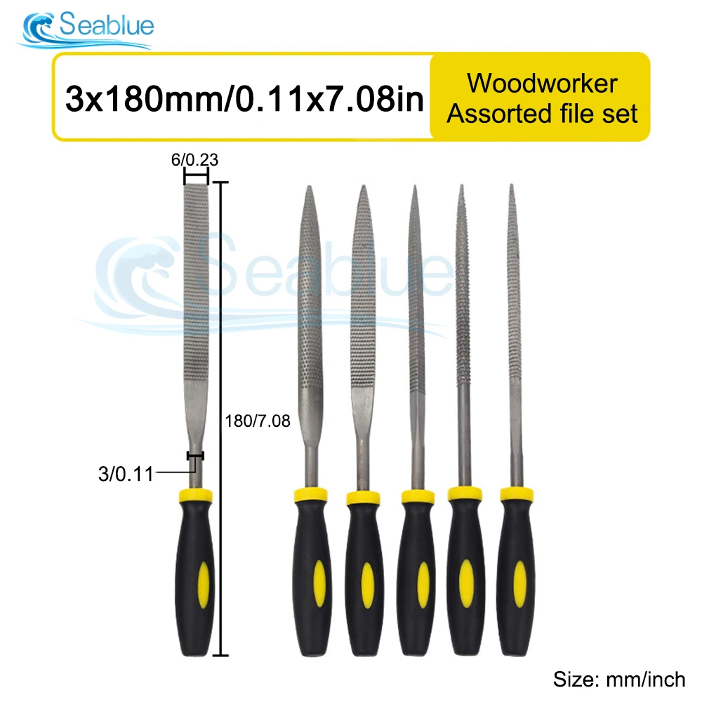 6Pcs 3x140/160/180mm Mini Metal Rasp Needle Files Set Wood Carving Tools for Steel Rasp Needle Filing Woodworking Hand File Tool