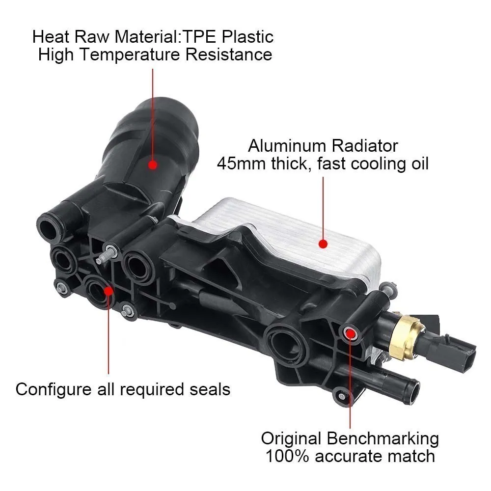 Car Engine Oil Cooler Filter Housing Adapter Kit For Chrysler Dodge Jeep Ram 3.6 V6 2014-2018 68105583AF/AC/AA/AB FF-1038A-BK
