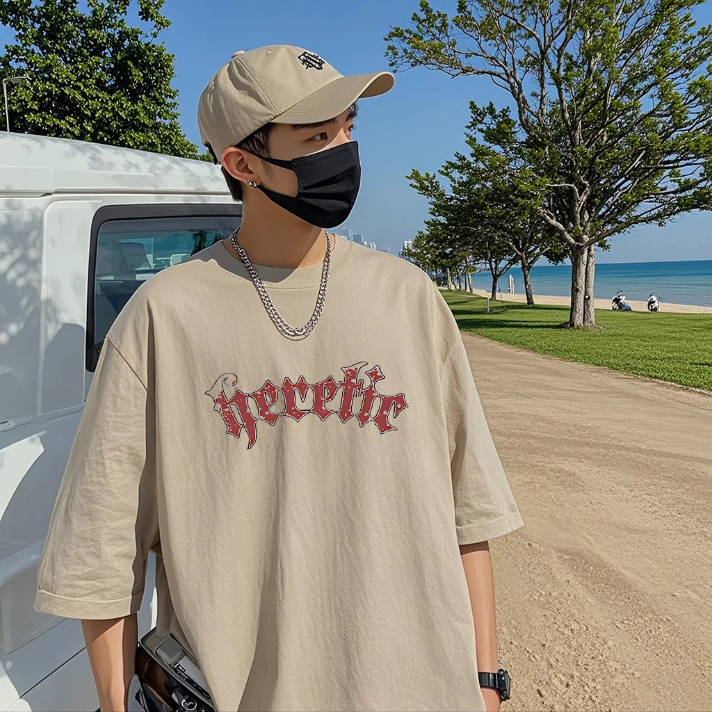 ホラースカルヴィンテージオールドTシャツダブルプリントヒップホップ半袖TシャツフロントバックカジュアルストリートプラスサイズTシャツユニセックス