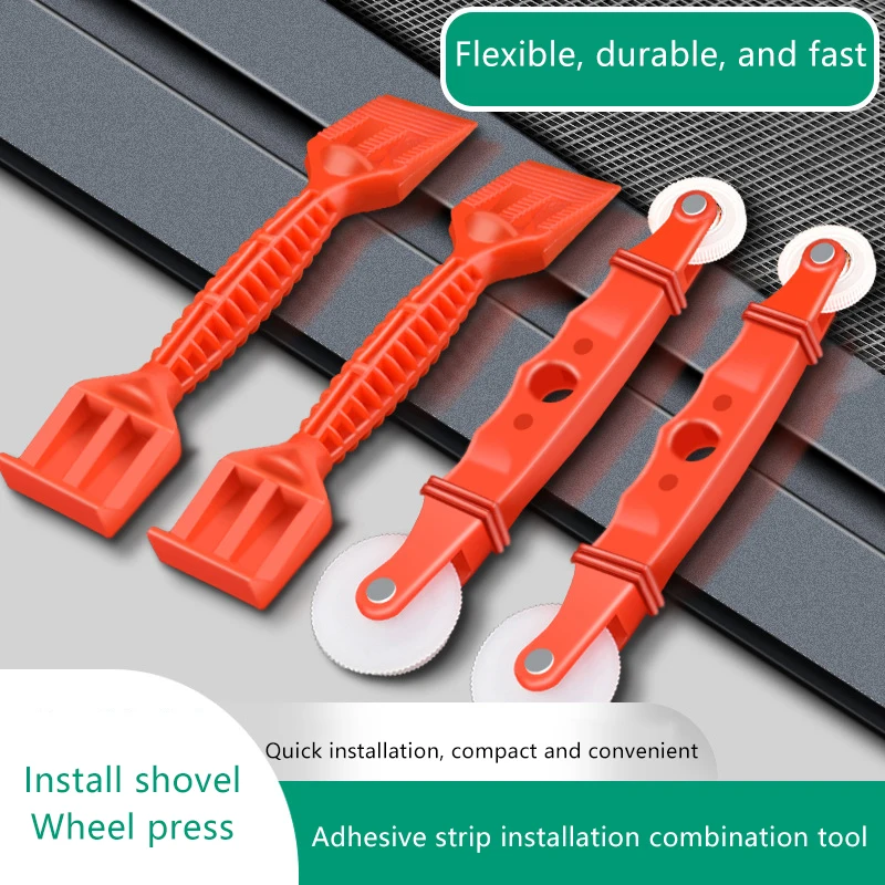 2Pcs Home Screen Roller Tool Set Scraper Durable Screen Retainer Rolling Tools Wheel Window Install Tool Fitments Hardware