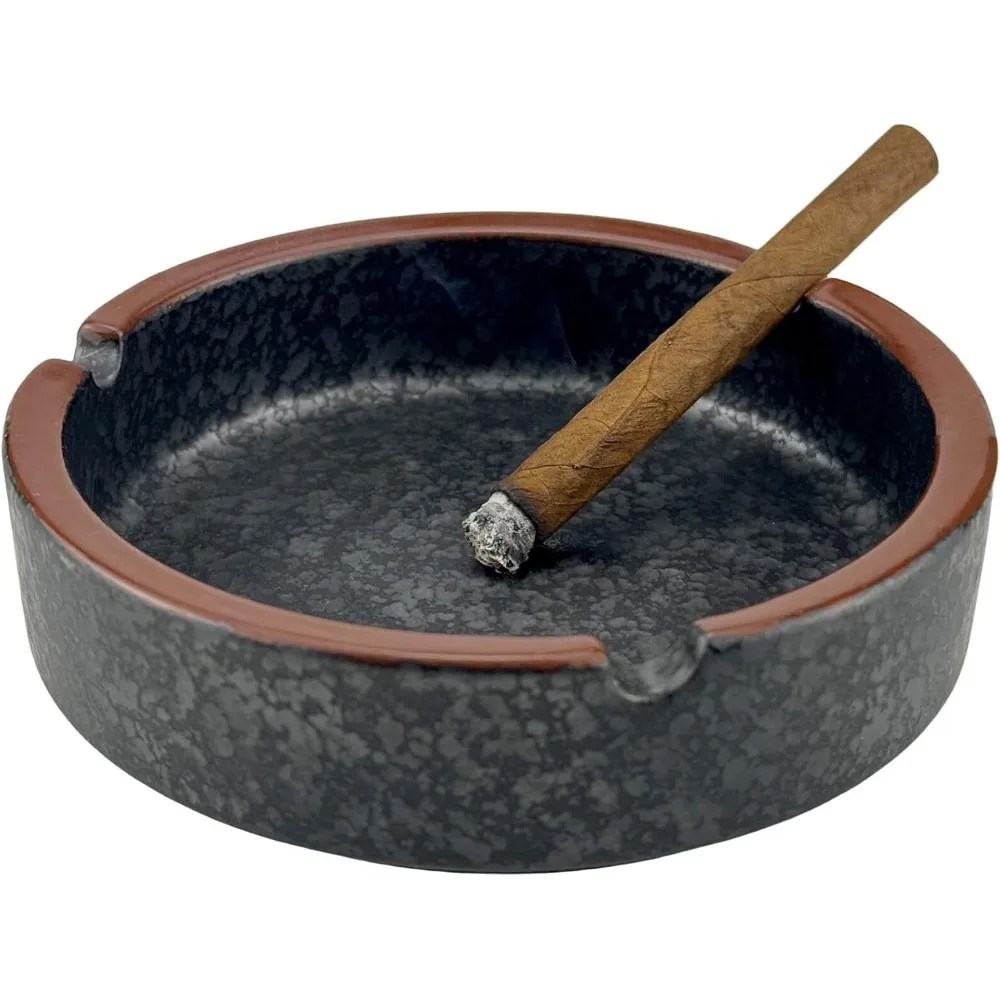 

Stylish Ceramic Ashtray – Lava Black, Medium – for Home, Coffee Bars & Patios – Indoor & Outdoor Use